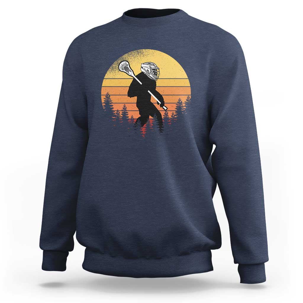 Funny Lax Bigfoot Sweatshirt Retro Vintage Sasquatch Lacrosse - Wonder Print Shop
