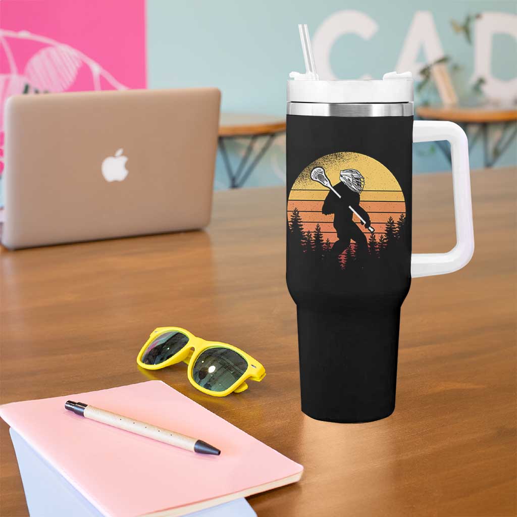 Funny Lax Bigfoot Tumbler With Handle Retro Vintage Sasquatch Lacrosse - Wonder Print Shop