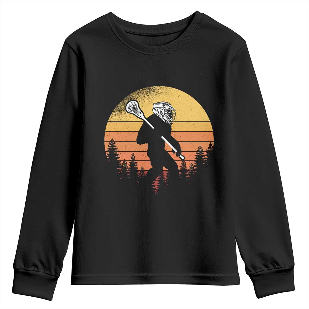Funny Lax Bigfoot Youth Sweatshirt Retro Vintage Sasquatch Lacrosse - Wonder Print Shop