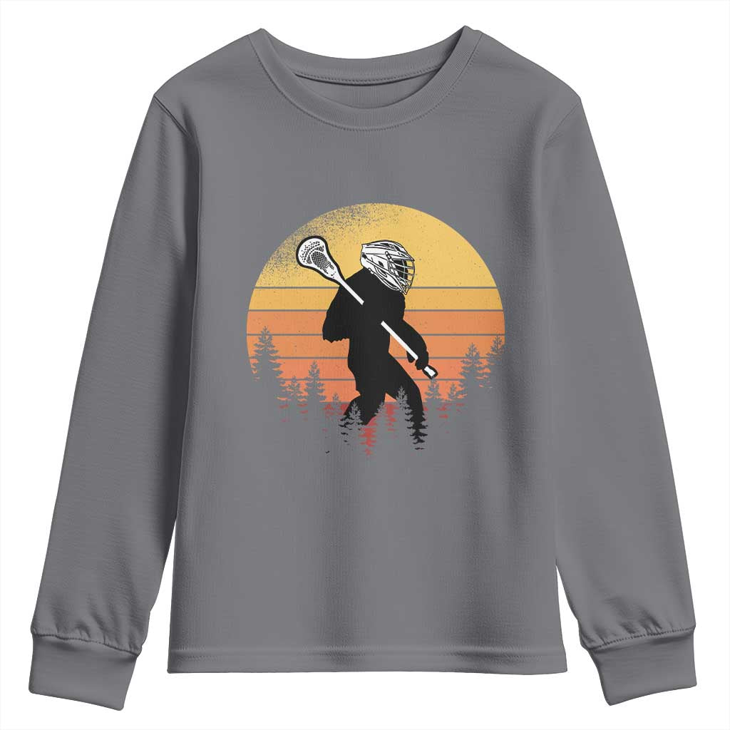 Funny Lax Bigfoot Youth Sweatshirt Retro Vintage Sasquatch Lacrosse - Wonder Print Shop