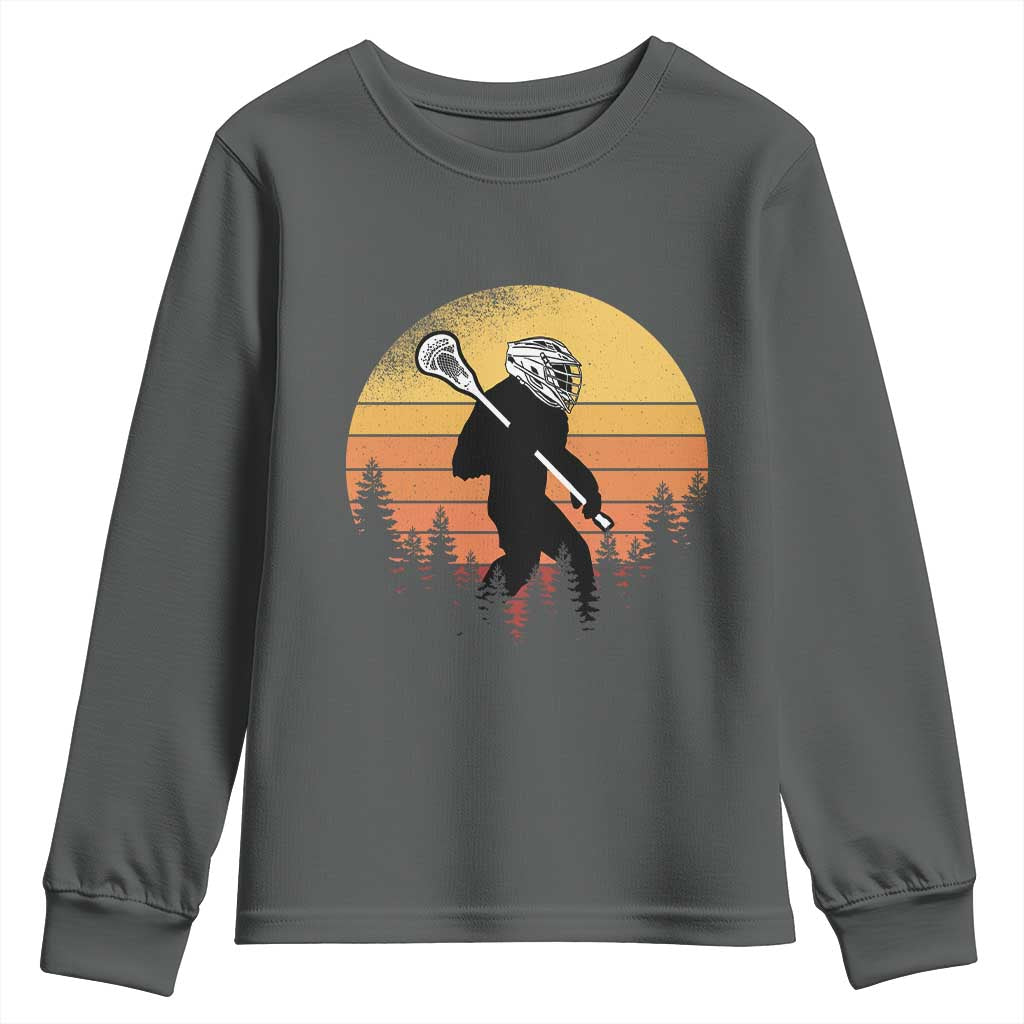 Funny Lax Bigfoot Youth Sweatshirt Retro Vintage Sasquatch Lacrosse - Wonder Print Shop