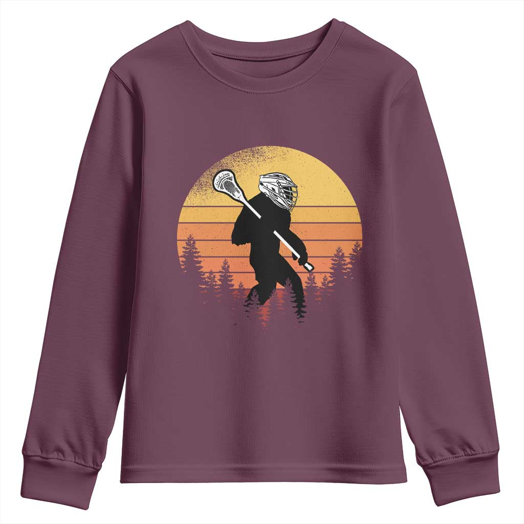 Funny Lax Bigfoot Youth Sweatshirt Retro Vintage Sasquatch Lacrosse - Wonder Print Shop