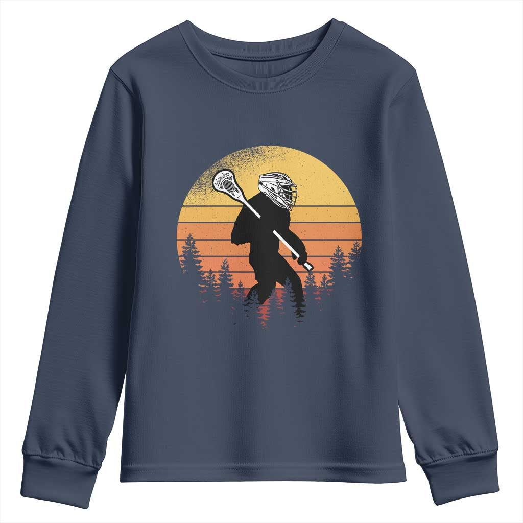 Funny Lax Bigfoot Youth Sweatshirt Retro Vintage Sasquatch Lacrosse - Wonder Print Shop