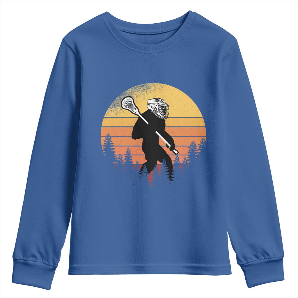 Funny Lax Bigfoot Youth Sweatshirt Retro Vintage Sasquatch Lacrosse - Wonder Print Shop