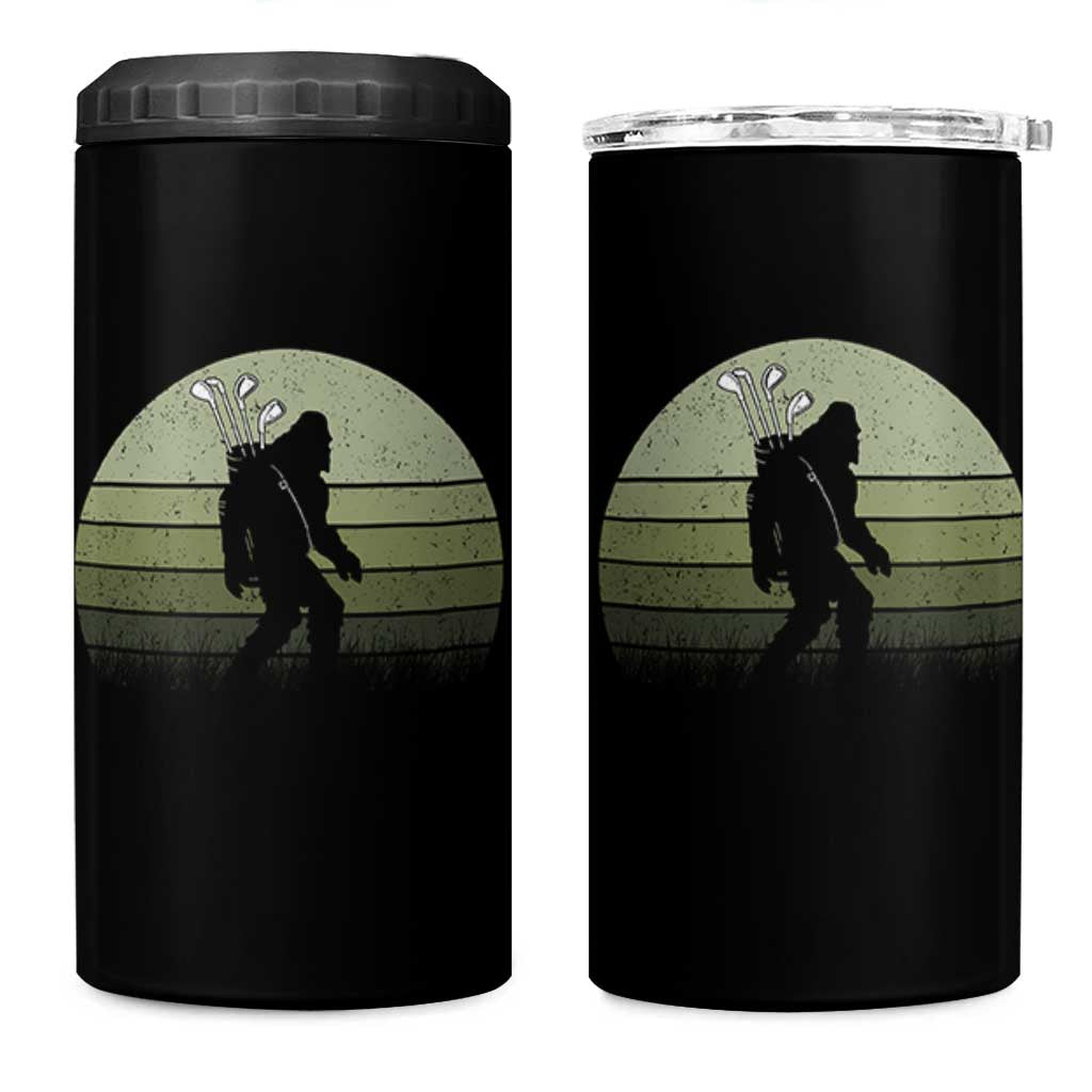 Bigfoot Golfer 4 in 1 Can Cooler Tumbler Funny Sasquatch Golfing Golf Balls - Wonder Print Shop