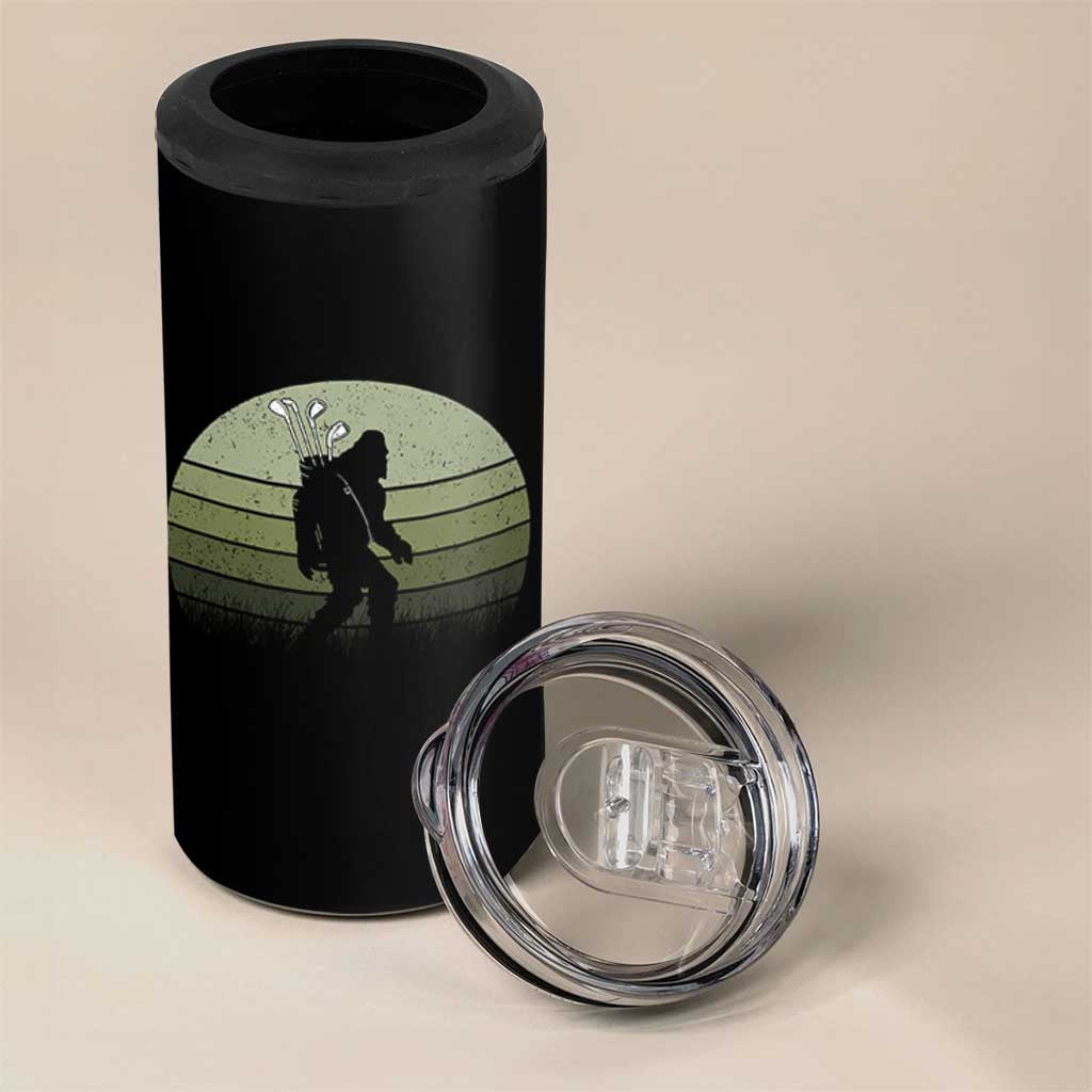 Bigfoot Golfer 4 in 1 Can Cooler Tumbler Funny Sasquatch Golfing Golf Balls - Wonder Print Shop