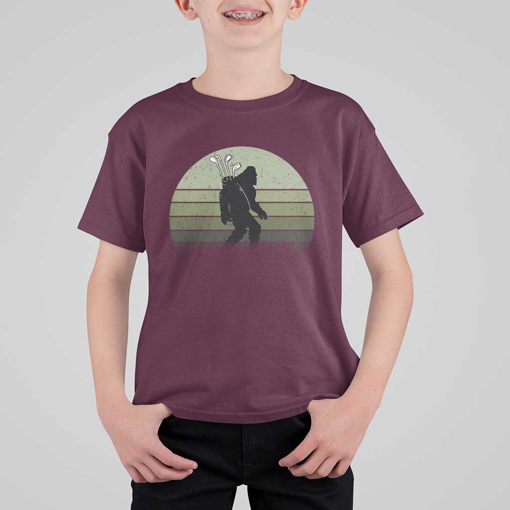 Bigfoot Golfer T Shirt For Kid Funny Sasquatch Golfing Golf Balls - Wonder Print Shop