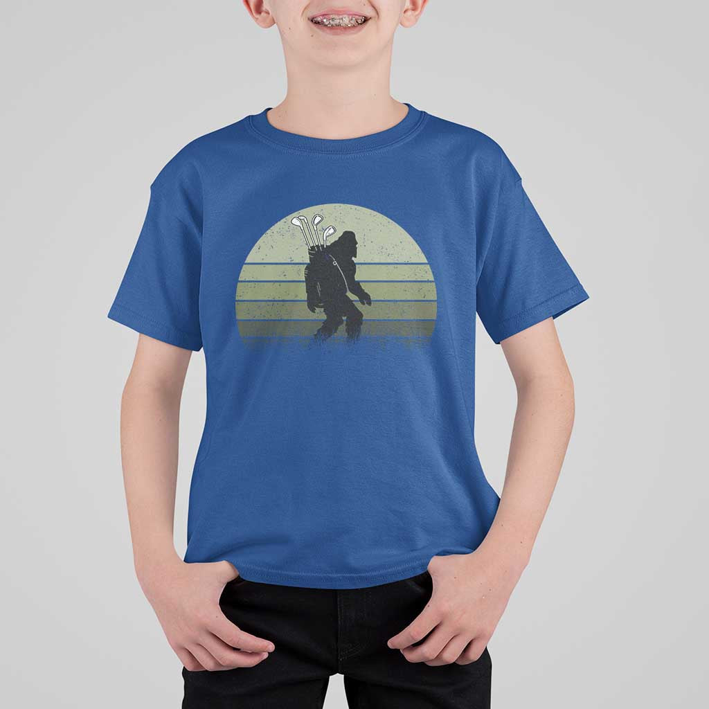 Bigfoot Golfer T Shirt For Kid Funny Sasquatch Golfing Golf Balls - Wonder Print Shop