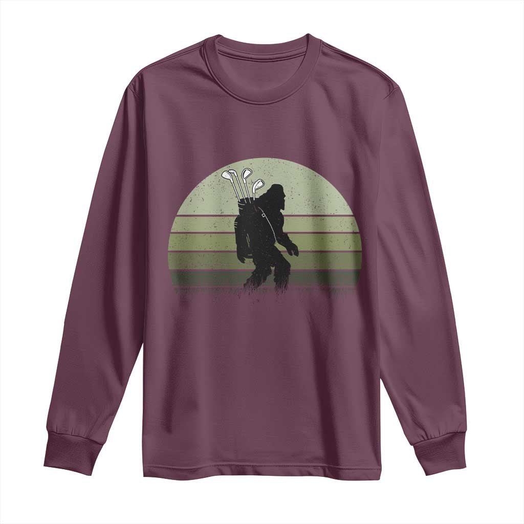 Bigfoot Golfer Long Sleeve Shirt Funny Sasquatch Golfing Golf Balls - Wonder Print Shop