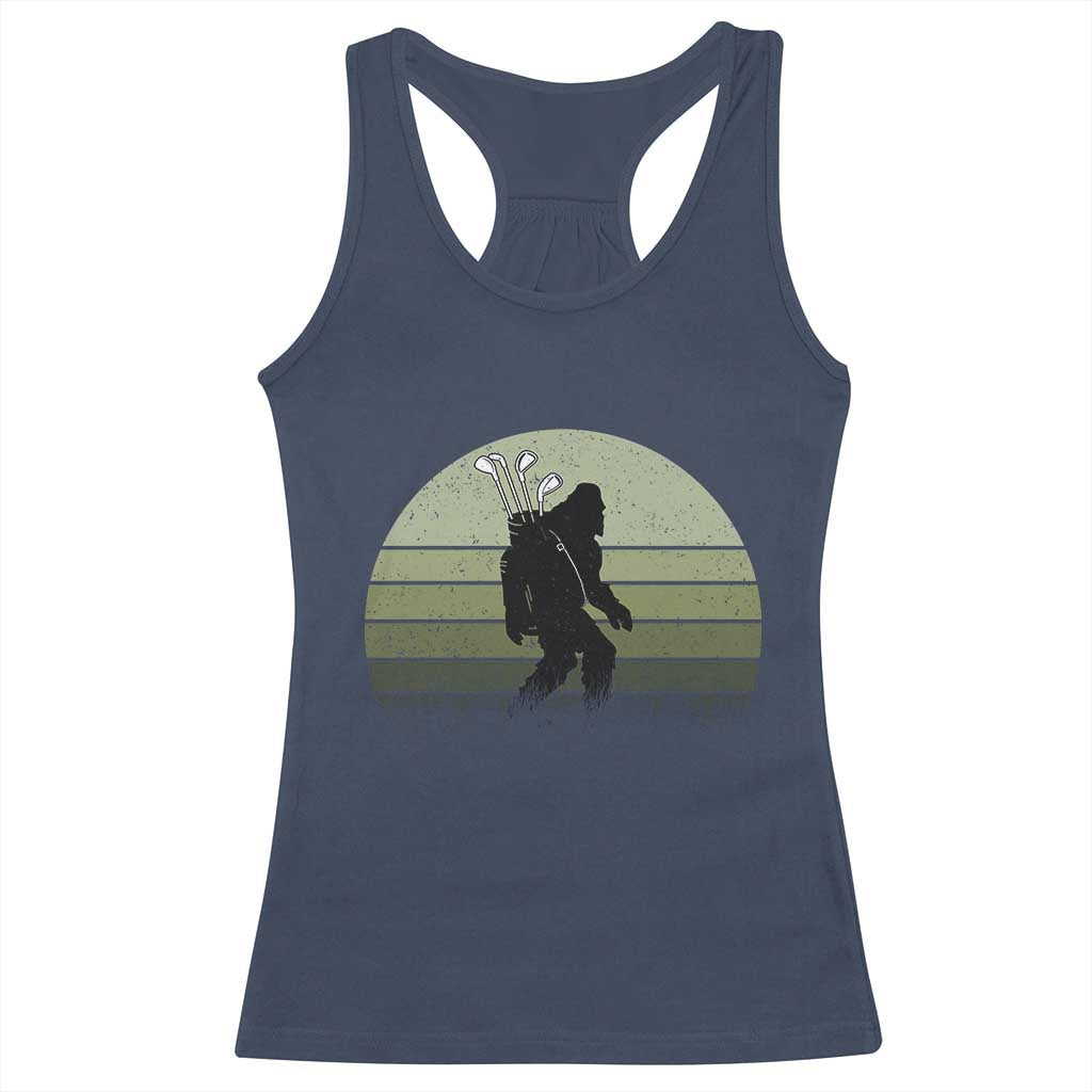 Bigfoot Golfer Racerback Tank Top Funny Sasquatch Golfing Golf Balls - Wonder Print Shop