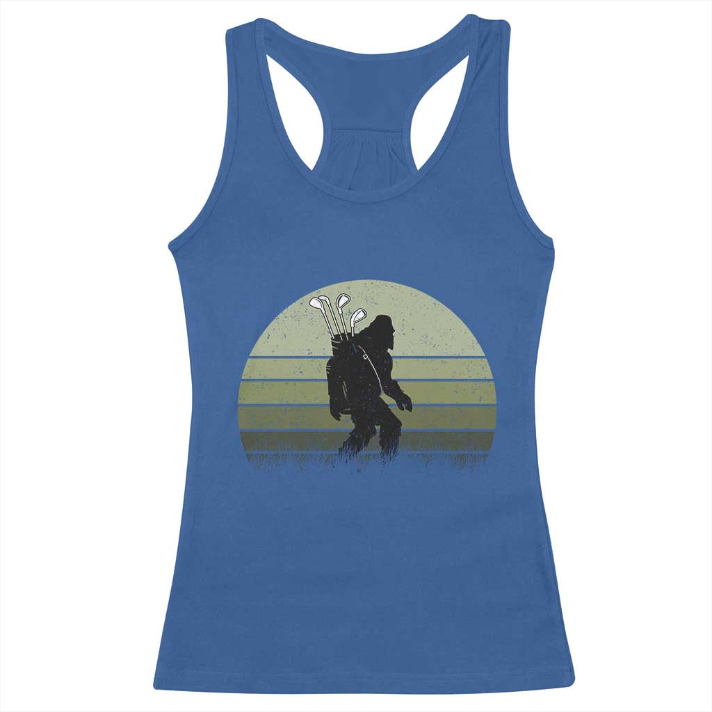 Bigfoot Golfer Racerback Tank Top Funny Sasquatch Golfing Golf Balls - Wonder Print Shop