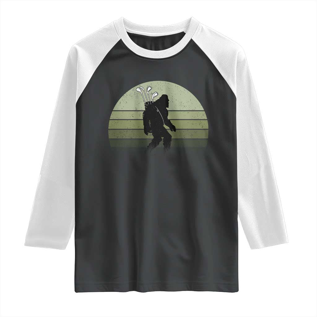 Bigfoot Golfer Raglan Shirt Funny Sasquatch Golfing Golf Balls - Wonder Print Shop