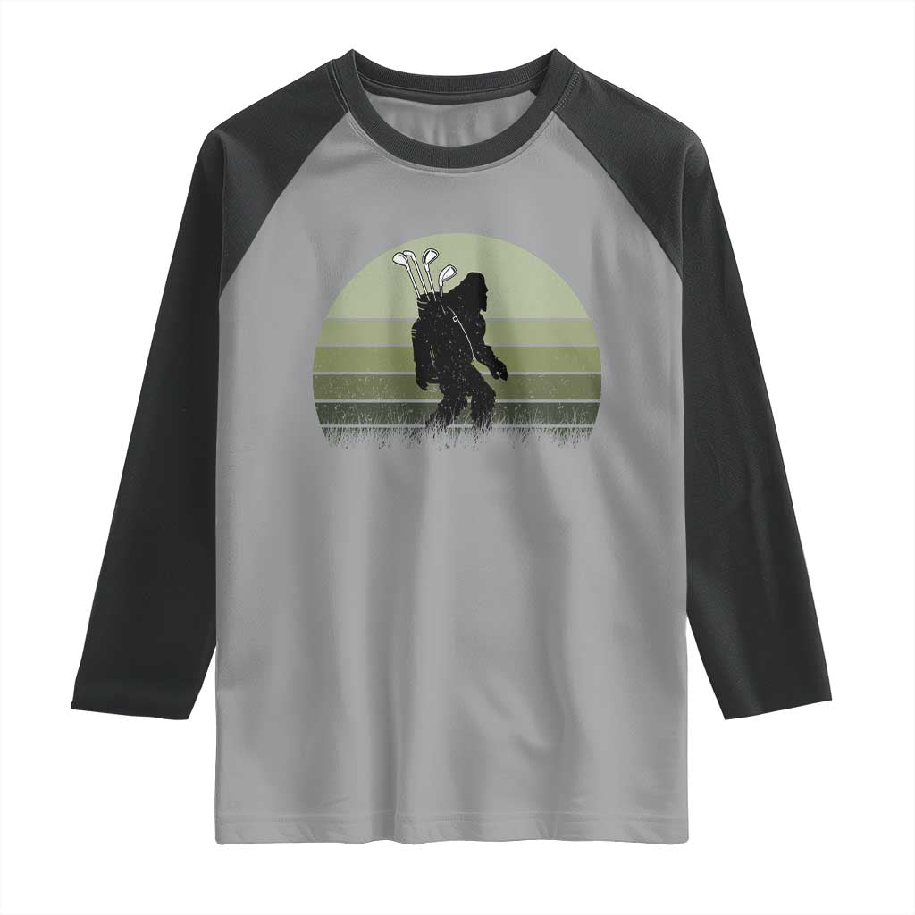 Bigfoot Golfer Raglan Shirt Funny Sasquatch Golfing Golf Balls - Wonder Print Shop