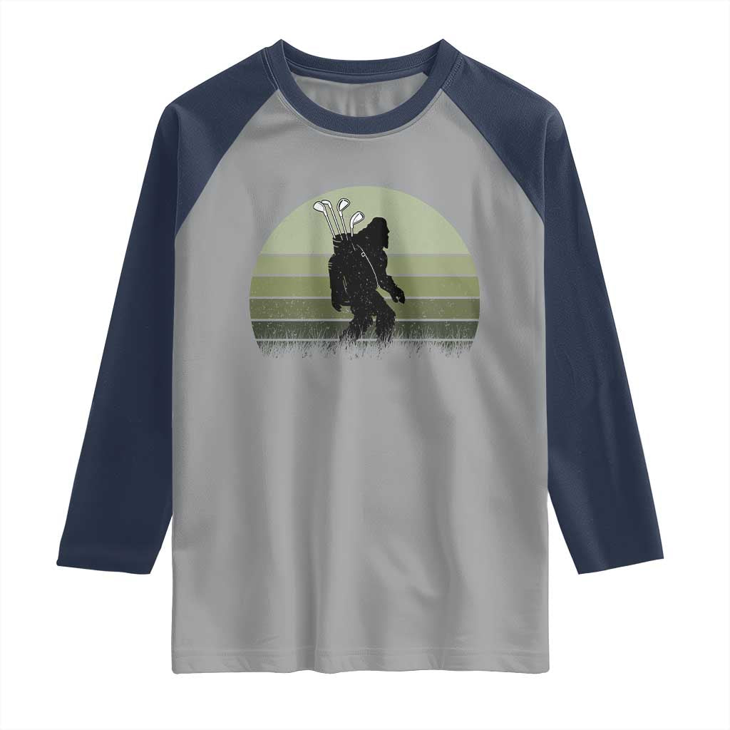 Bigfoot Golfer Raglan Shirt Funny Sasquatch Golfing Golf Balls - Wonder Print Shop