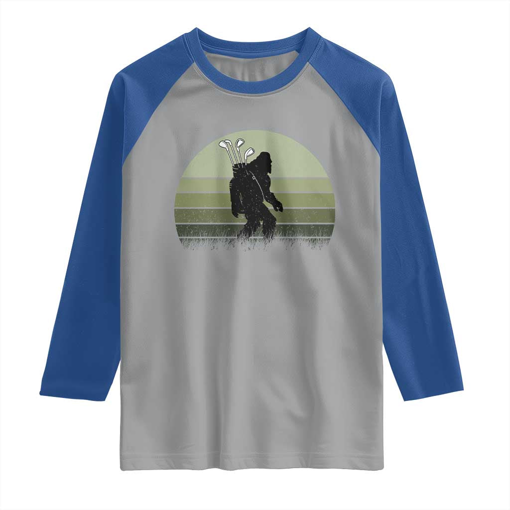 Bigfoot Golfer Raglan Shirt Funny Sasquatch Golfing Golf Balls - Wonder Print Shop