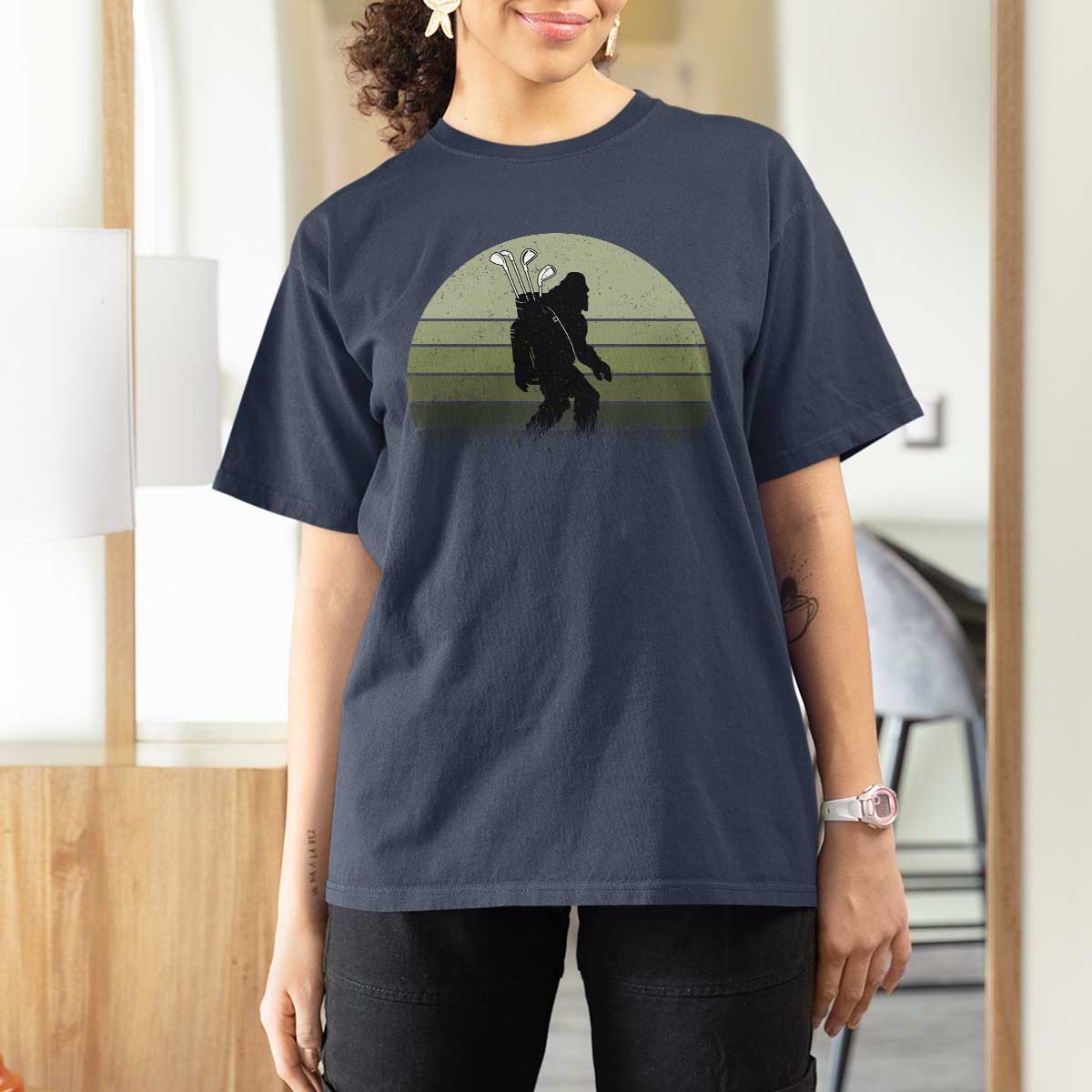 Bigfoot Golfer T Shirt For Women Funny Sasquatch Golfing Golf Balls - Wonder Print Shop