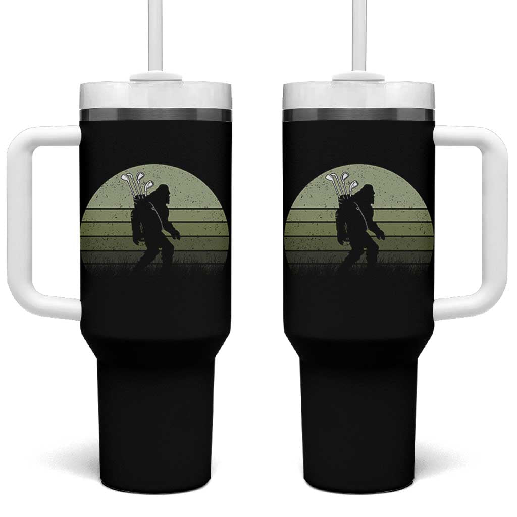 Bigfoot Golfer Tumbler With Handle Funny Sasquatch Golfing Golf Balls - Wonder Print Shop