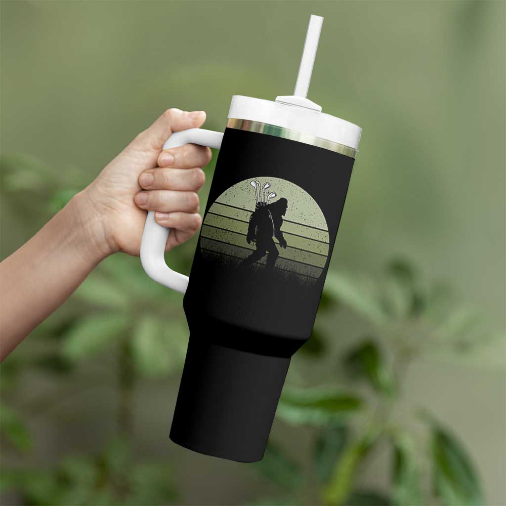 Bigfoot Golfer Tumbler With Handle Funny Sasquatch Golfing Golf Balls - Wonder Print Shop