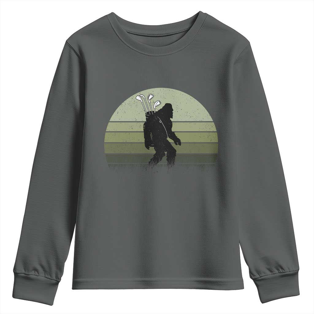Bigfoot Golfer Youth Sweatshirt Funny Sasquatch Golfing Golf Balls - Wonder Print Shop