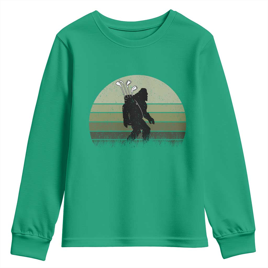 Bigfoot Golfer Youth Sweatshirt Funny Sasquatch Golfing Golf Balls - Wonder Print Shop