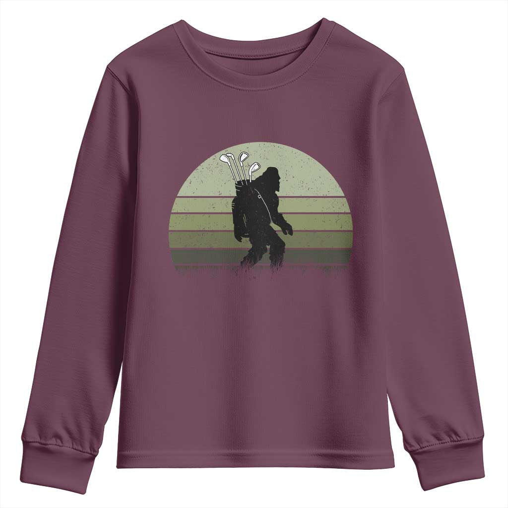 Bigfoot Golfer Youth Sweatshirt Funny Sasquatch Golfing Golf Balls - Wonder Print Shop