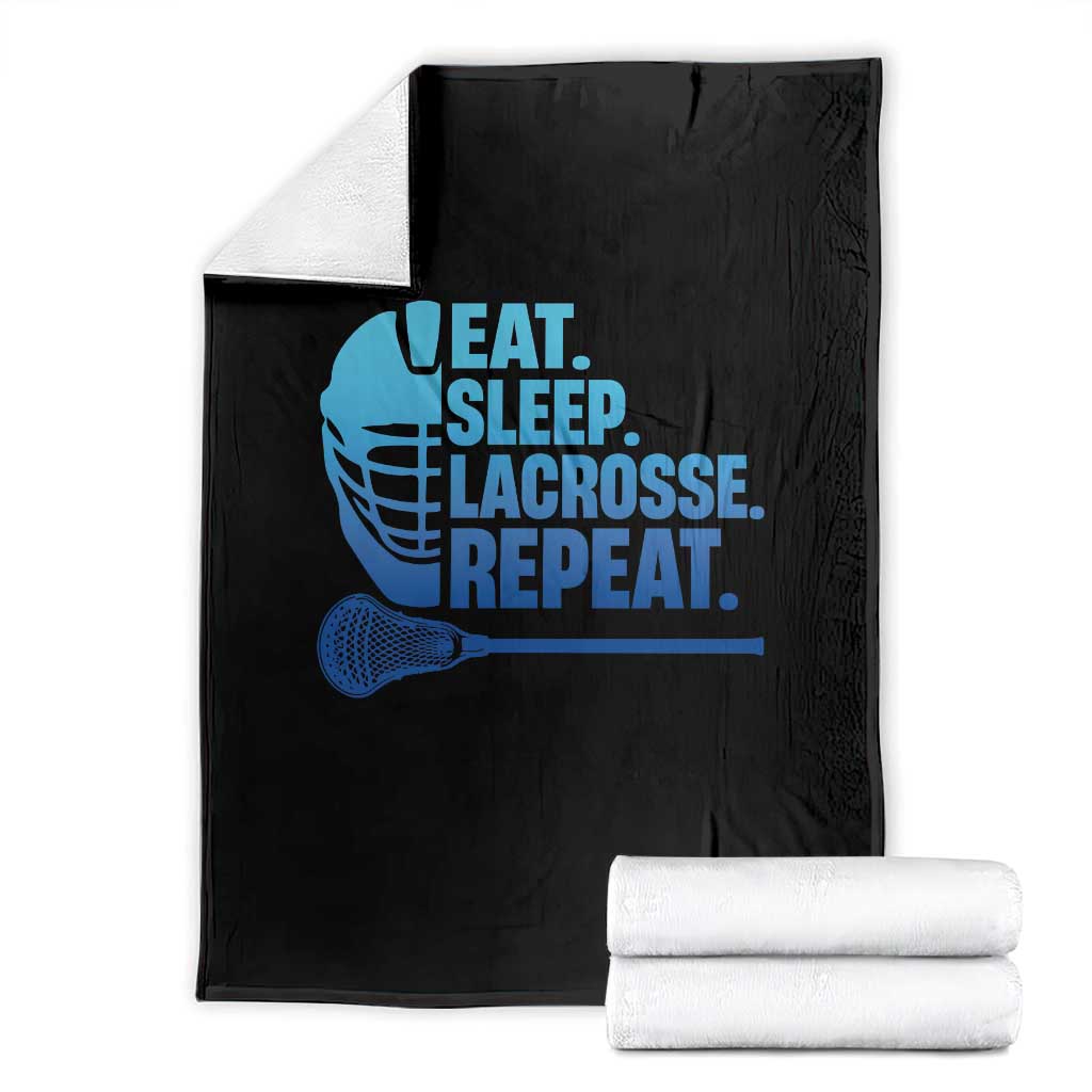 Eat Sleep Lacrosse Repeat Throw Blanket Funny Lax Lover Player - Wonder Print Shop