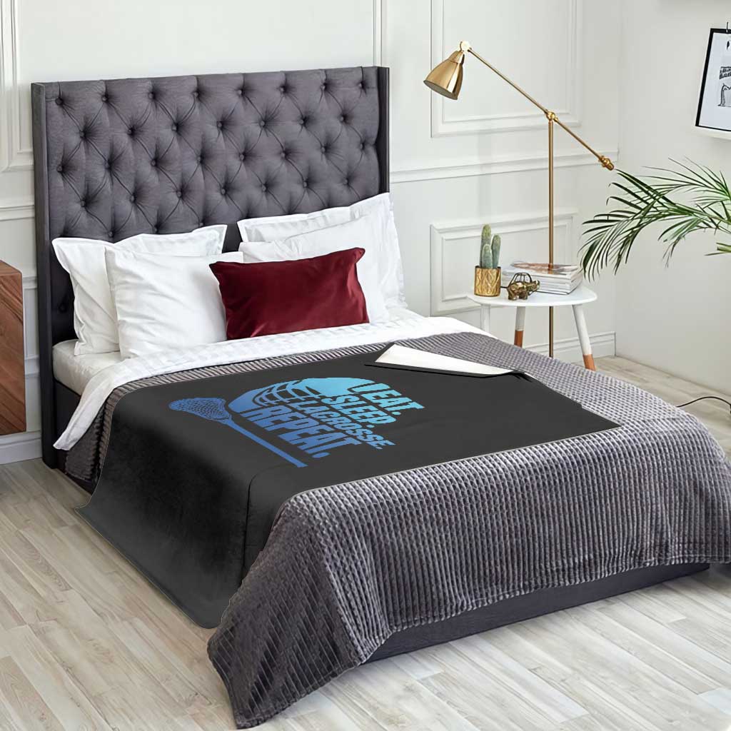 Eat Sleep Lacrosse Repeat Throw Blanket Funny Lax Lover Player - Wonder Print Shop