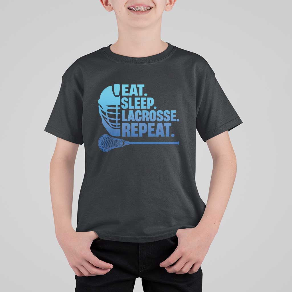 Eat Sleep Lacrosse Repeat T Shirt For Kid Funny Lax Lover Player - Wonder Print Shop