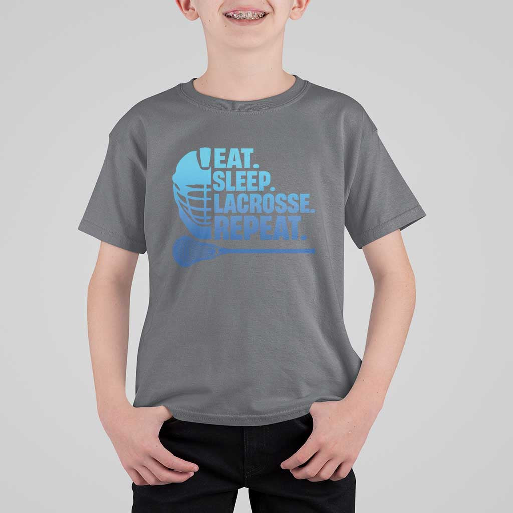 Eat Sleep Lacrosse Repeat T Shirt For Kid Funny Lax Lover Player - Wonder Print Shop