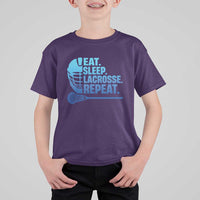 Eat Sleep Lacrosse Repeat T Shirt For Kid Funny Lax Lover Player - Wonder Print Shop