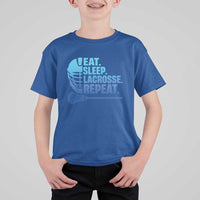 Eat Sleep Lacrosse Repeat T Shirt For Kid Funny Lax Lover Player - Wonder Print Shop
