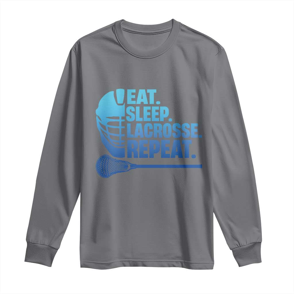 Eat Sleep Lacrosse Repeat Long Sleeve Shirt Funny Lax Lover Player - Wonder Print Shop