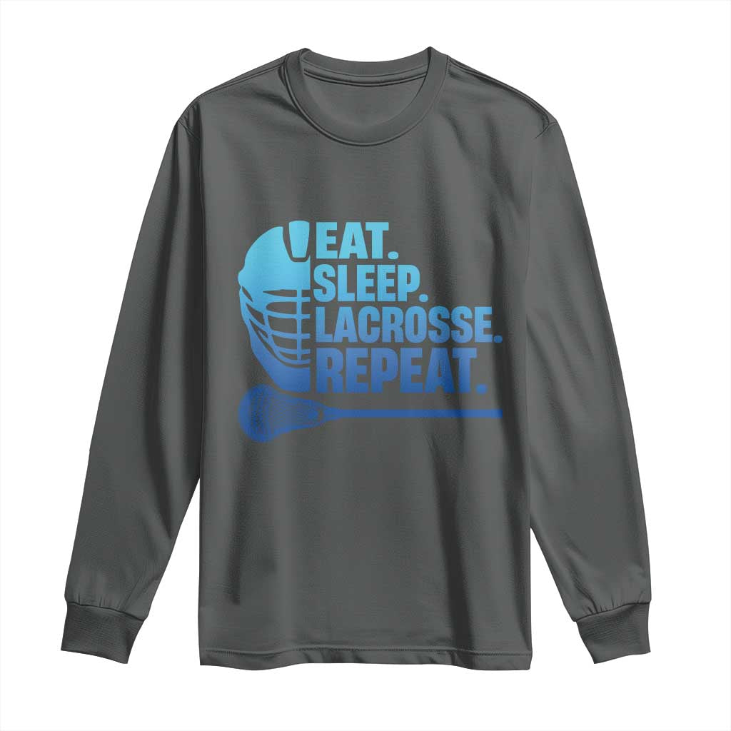 Eat Sleep Lacrosse Repeat Long Sleeve Shirt Funny Lax Lover Player - Wonder Print Shop
