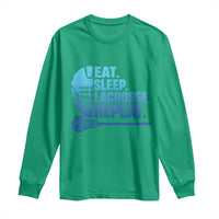 Eat Sleep Lacrosse Repeat Long Sleeve Shirt Funny Lax Lover Player - Wonder Print Shop