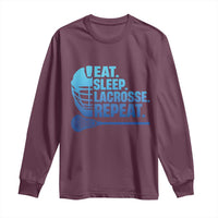 Eat Sleep Lacrosse Repeat Long Sleeve Shirt Funny Lax Lover Player - Wonder Print Shop