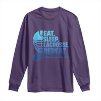Eat Sleep Lacrosse Repeat Long Sleeve Shirt Funny Lax Lover Player - Wonder Print Shop