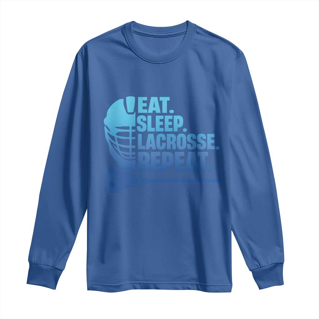 Eat Sleep Lacrosse Repeat Long Sleeve Shirt Funny Lax Lover Player - Wonder Print Shop