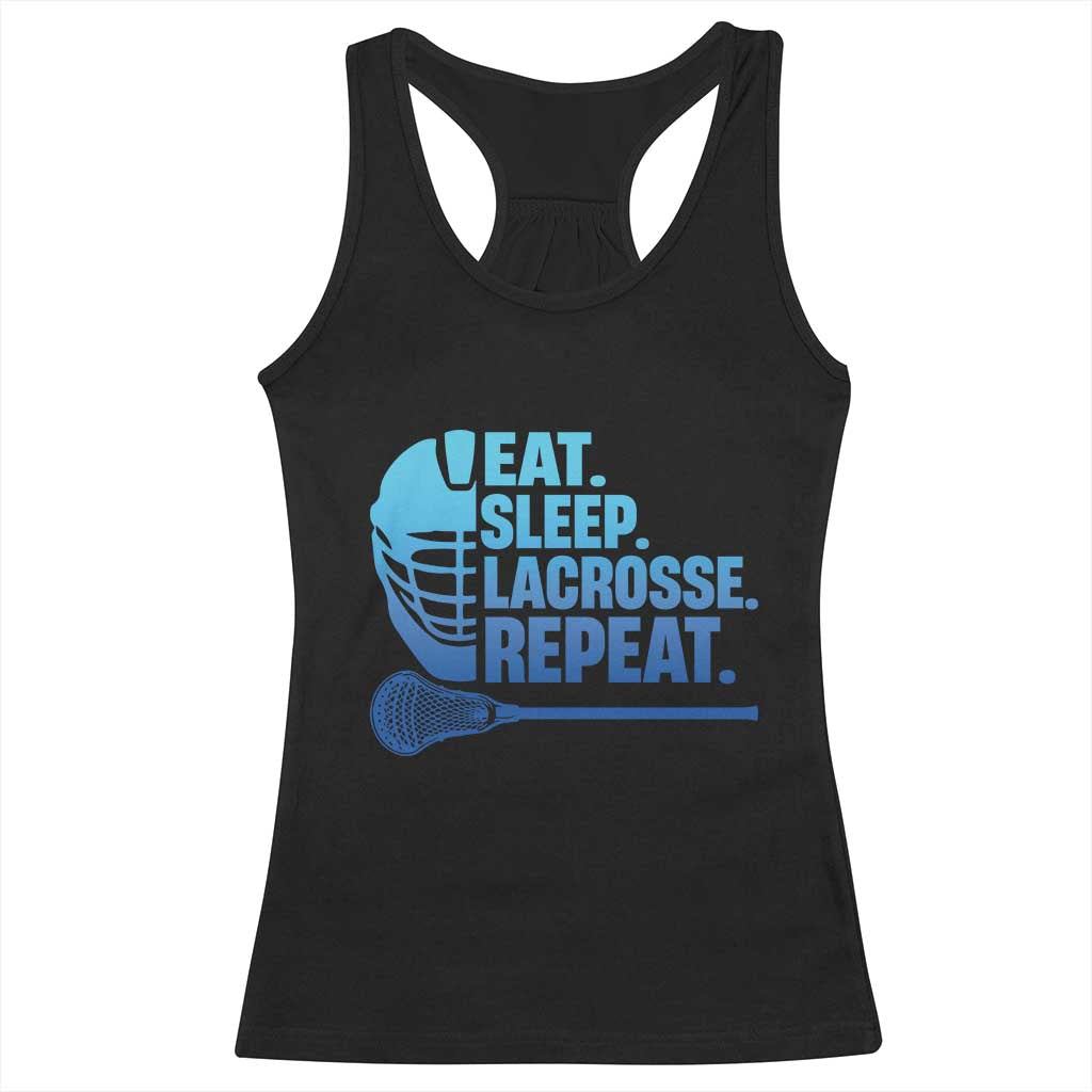Eat Sleep Lacrosse Repeat Racerback Tank Top Funny Lax Lover Player - Wonder Print Shop