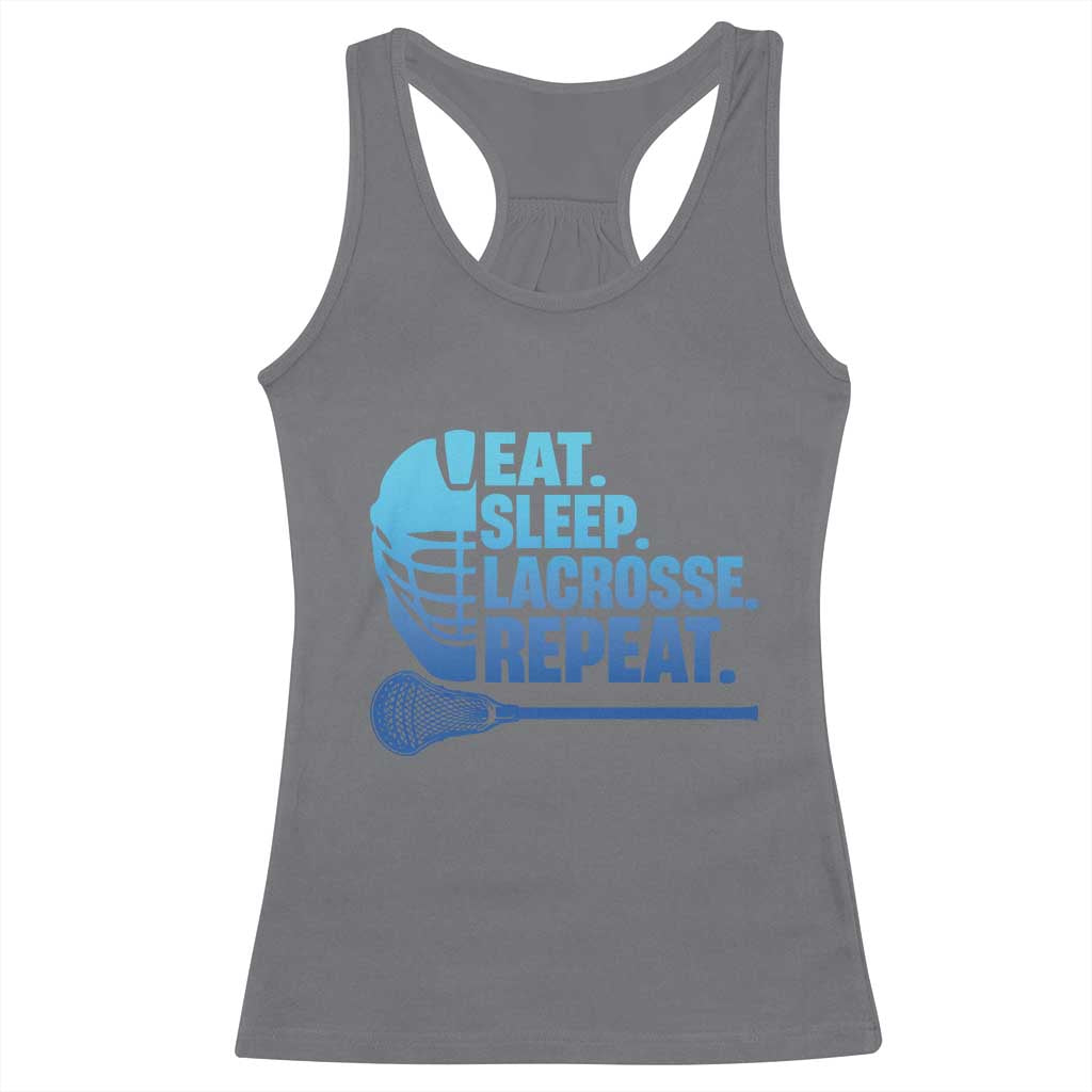 Eat Sleep Lacrosse Repeat Racerback Tank Top Funny Lax Lover Player - Wonder Print Shop