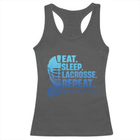Eat Sleep Lacrosse Repeat Racerback Tank Top Funny Lax Lover Player - Wonder Print Shop
