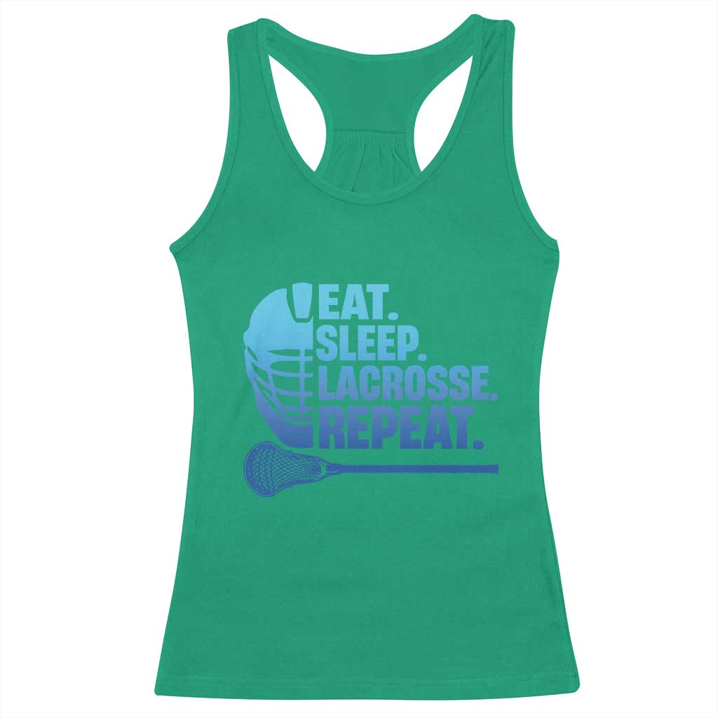 Eat Sleep Lacrosse Repeat Racerback Tank Top Funny Lax Lover Player - Wonder Print Shop