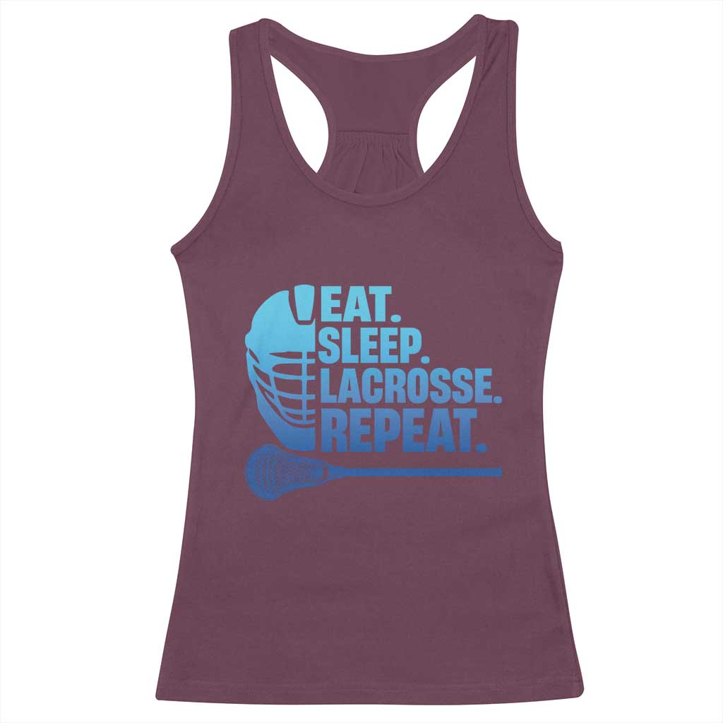Eat Sleep Lacrosse Repeat Racerback Tank Top Funny Lax Lover Player - Wonder Print Shop