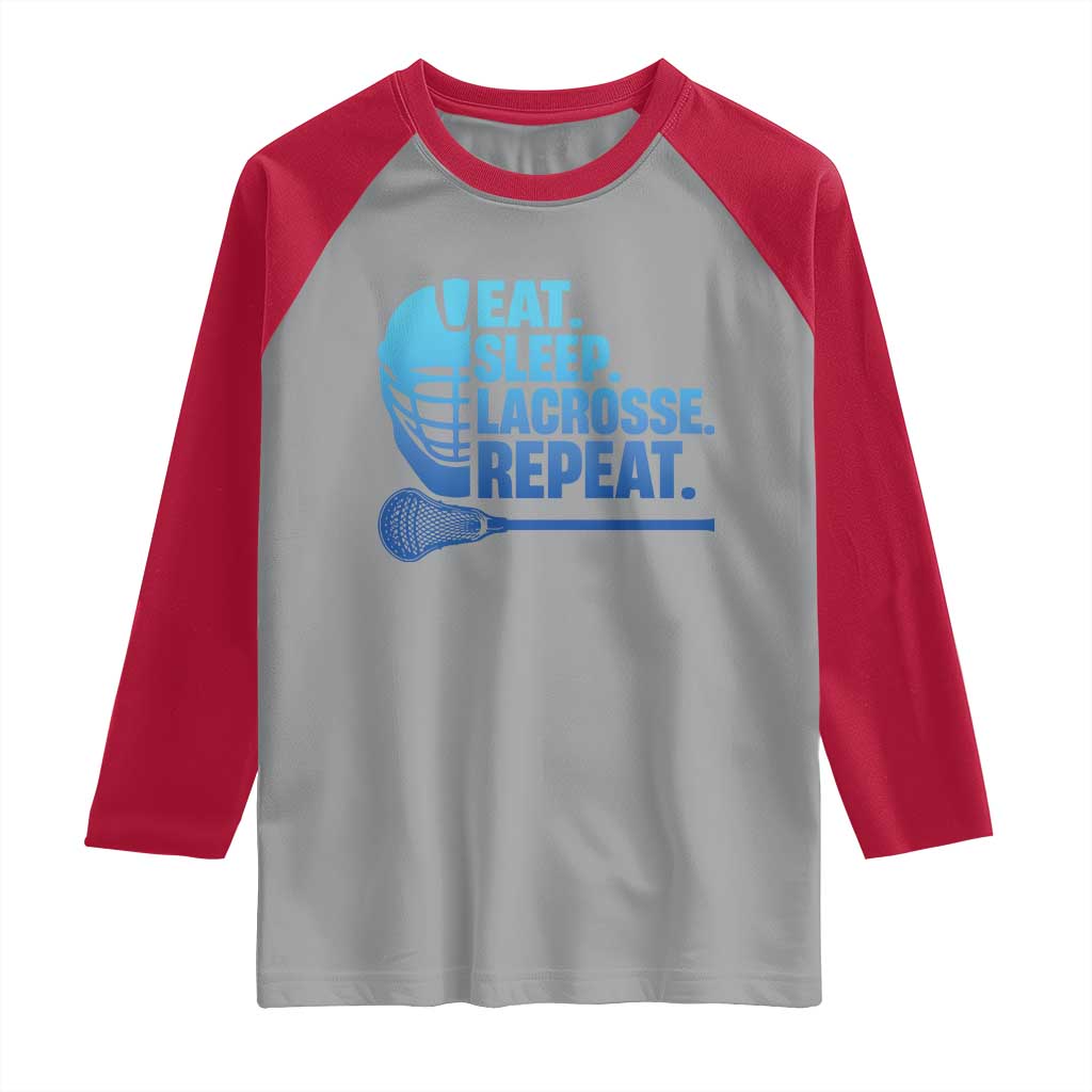 Eat Sleep Lacrosse Repeat Raglan Shirt Funny Lax Lover Player - Wonder Print Shop