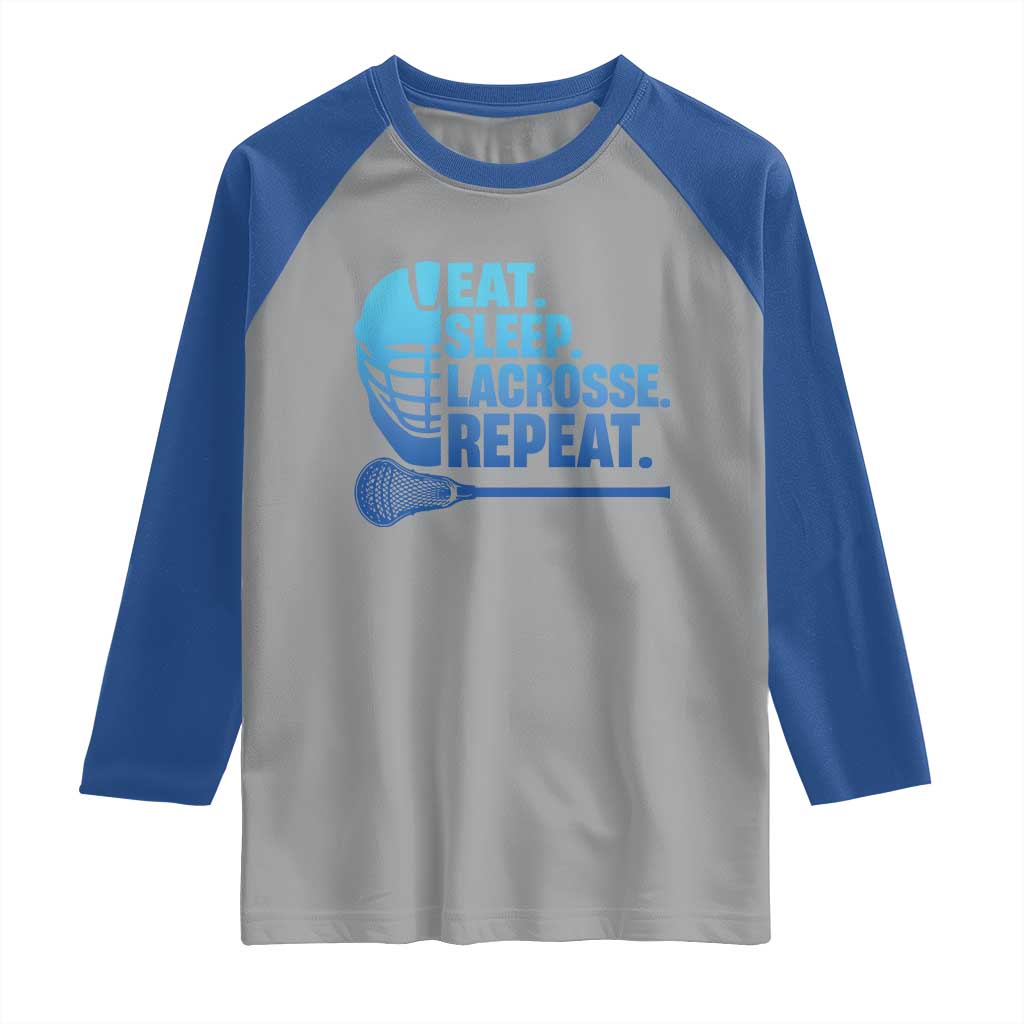 Eat Sleep Lacrosse Repeat Raglan Shirt Funny Lax Lover Player - Wonder Print Shop