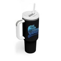Eat Sleep Lacrosse Repeat Tumbler With Handle Funny Lax Lover Player - Wonder Print Shop