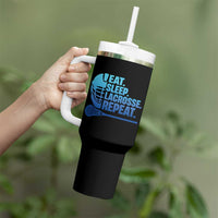Eat Sleep Lacrosse Repeat Tumbler With Handle Funny Lax Lover Player - Wonder Print Shop