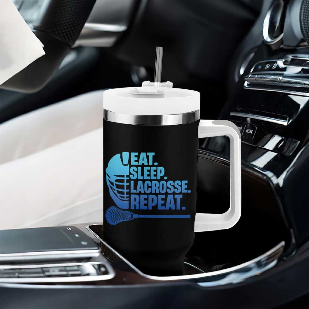 Eat Sleep Lacrosse Repeat Tumbler With Handle Funny Lax Lover Player - Wonder Print Shop