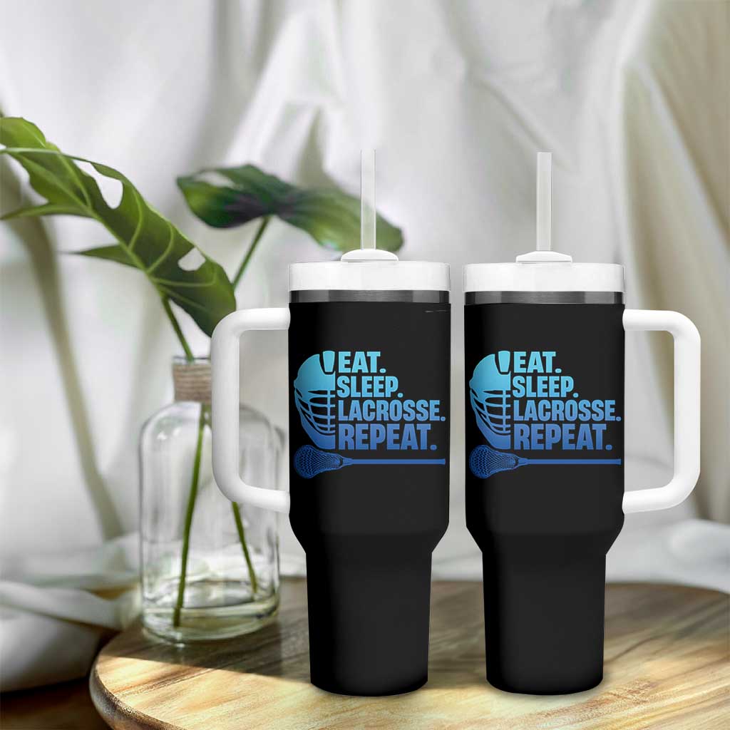 Eat Sleep Lacrosse Repeat Tumbler With Handle Funny Lax Lover Player - Wonder Print Shop