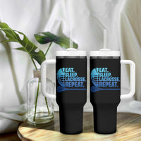 Eat Sleep Lacrosse Repeat Tumbler With Handle Funny Lax Lover Player - Wonder Print Shop