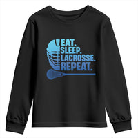 Eat Sleep Lacrosse Repeat Youth Sweatshirt Funny Lax Lover Player - Wonder Print Shop